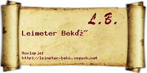 Leimeter Bekő névjegykártya